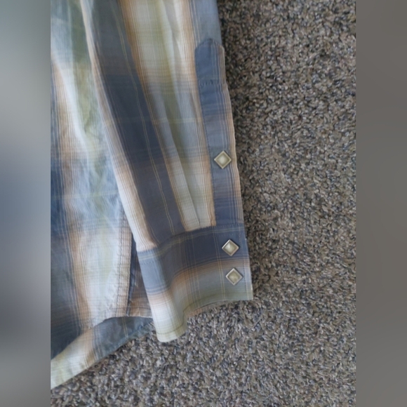 Cody James Pearl Snap Collared Shirt Gray Plaid M Western Festival Flaw - Picture 5 of 8